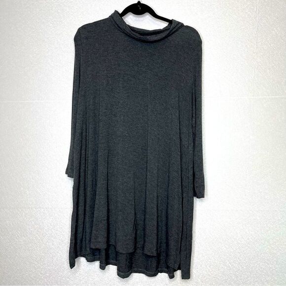 Susana Monaco Cowl Neck Side Slit Jersey Tunic Top Grey M - Picture 1 of 5
